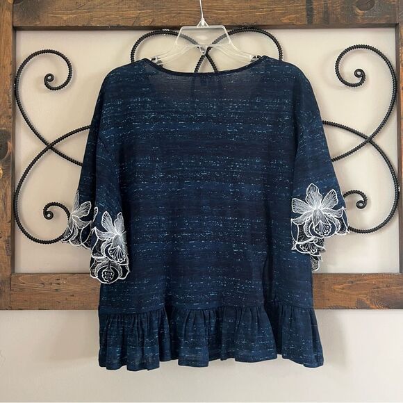 Anthropologie Pilcro Art to Wear Orchid Embroidered Whimsi Cottagecore Blouse S - Picture 4 of 13